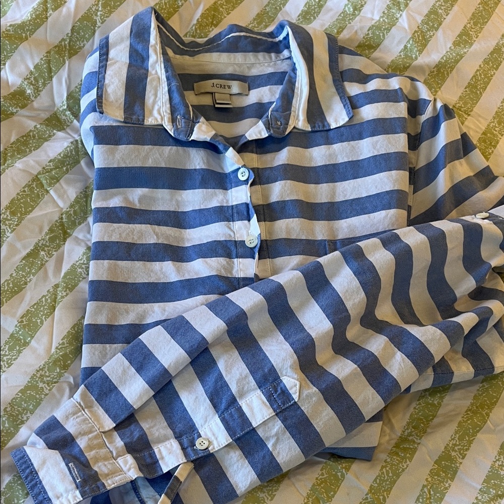J. Crew Classic Blue and White Striped Top